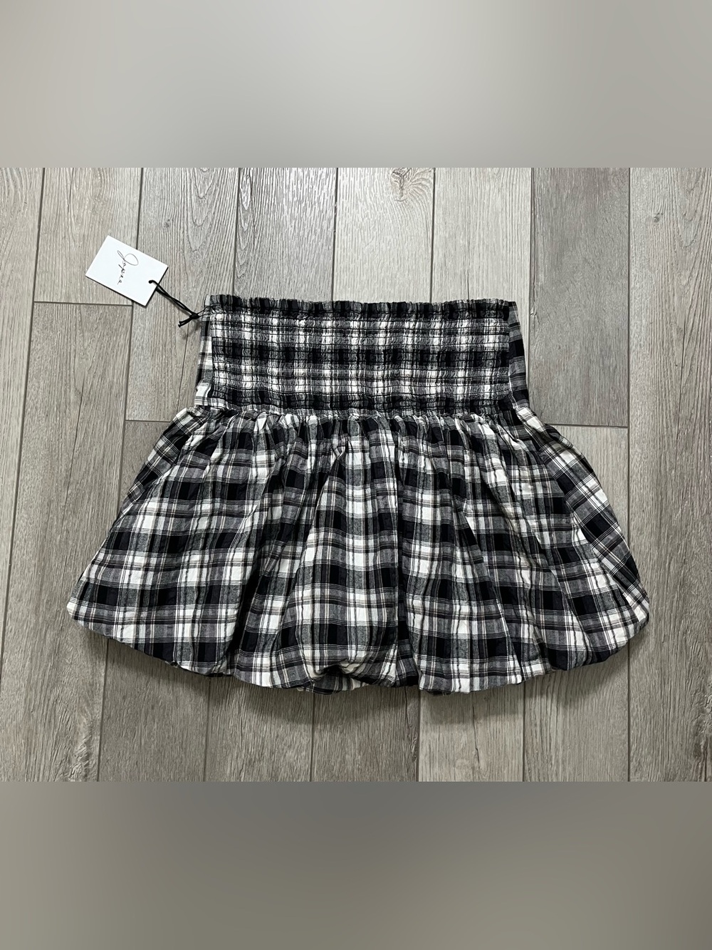 Japna Black and White Plaid Ruffle Mini Skirt Size Small/Medium